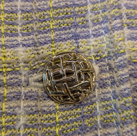 St. John Bouclé Jacket in Pastel Blue & Yellow - Picture 6 of 11